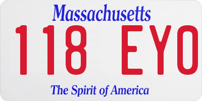 MA license plate 118EY0