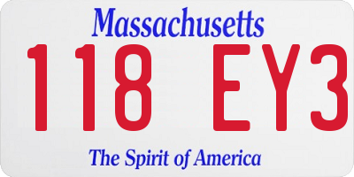 MA license plate 118EY3