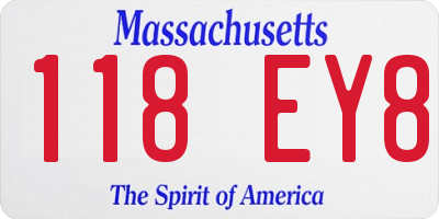 MA license plate 118EY8