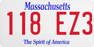 MA license plate 118EZ3
