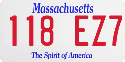 MA license plate 118EZ7