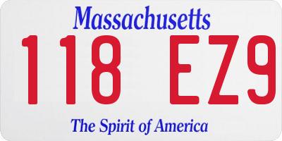 MA license plate 118EZ9