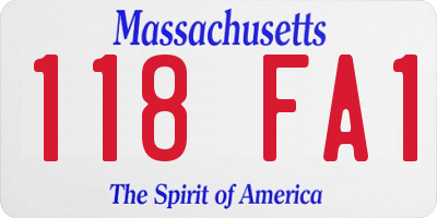 MA license plate 118FA1
