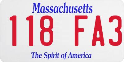 MA license plate 118FA3