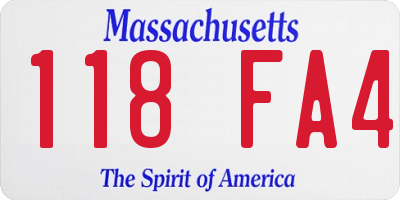 MA license plate 118FA4