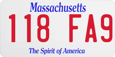 MA license plate 118FA9
