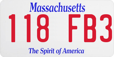 MA license plate 118FB3
