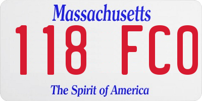 MA license plate 118FC0