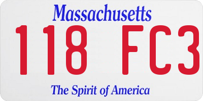 MA license plate 118FC3