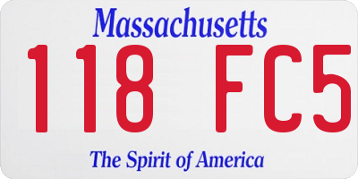 MA license plate 118FC5