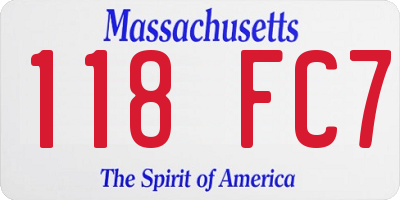 MA license plate 118FC7