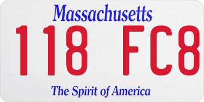 MA license plate 118FC8