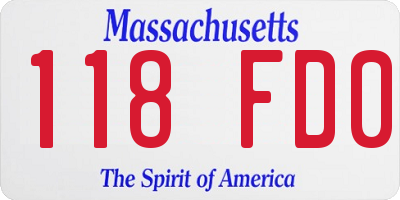 MA license plate 118FD0