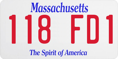 MA license plate 118FD1