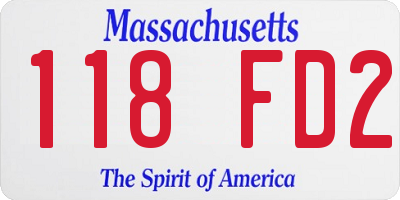 MA license plate 118FD2
