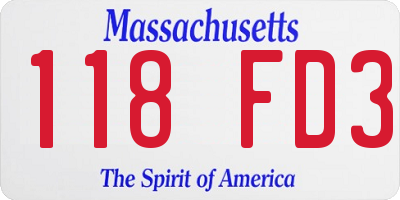 MA license plate 118FD3