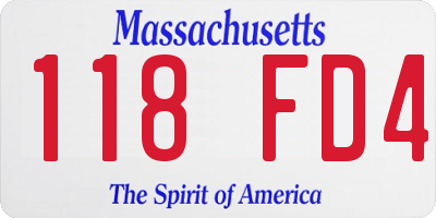 MA license plate 118FD4