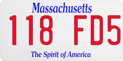 MA license plate 118FD5