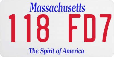 MA license plate 118FD7