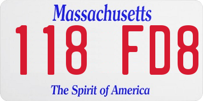 MA license plate 118FD8