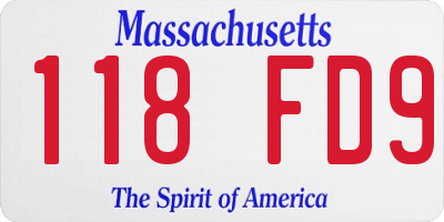 MA license plate 118FD9