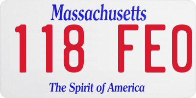 MA license plate 118FE0