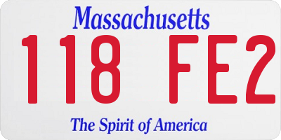 MA license plate 118FE2