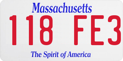 MA license plate 118FE3