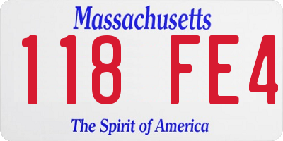 MA license plate 118FE4