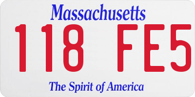MA license plate 118FE5