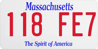 MA license plate 118FE7