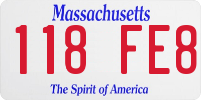 MA license plate 118FE8