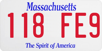 MA license plate 118FE9