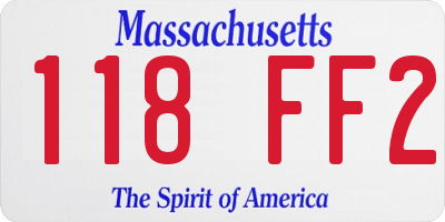 MA license plate 118FF2