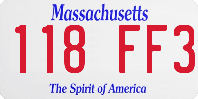 MA license plate 118FF3