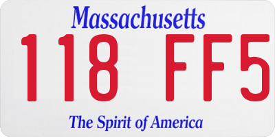 MA license plate 118FF5