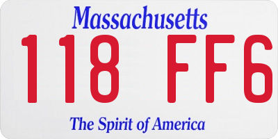 MA license plate 118FF6