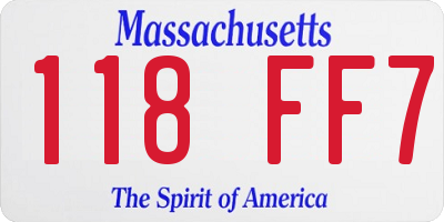 MA license plate 118FF7