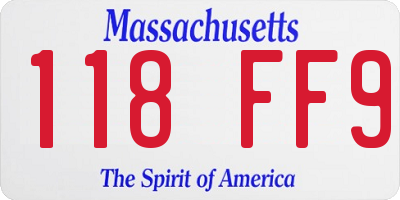 MA license plate 118FF9