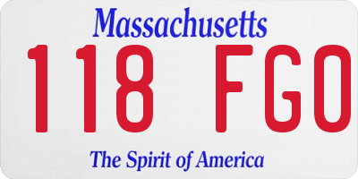 MA license plate 118FG0