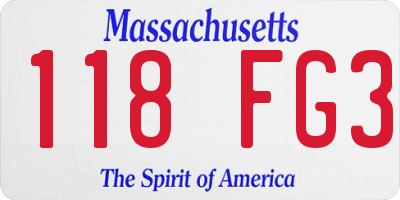 MA license plate 118FG3
