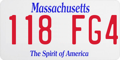 MA license plate 118FG4