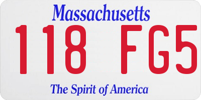 MA license plate 118FG5