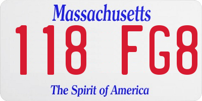 MA license plate 118FG8