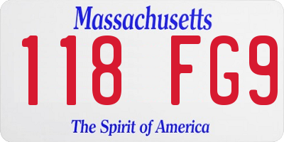 MA license plate 118FG9