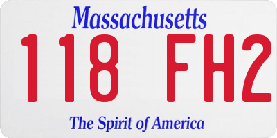 MA license plate 118FH2