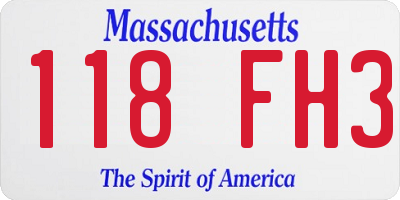 MA license plate 118FH3
