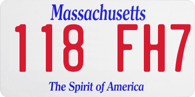 MA license plate 118FH7