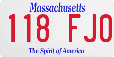 MA license plate 118FJ0