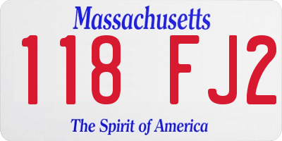 MA license plate 118FJ2